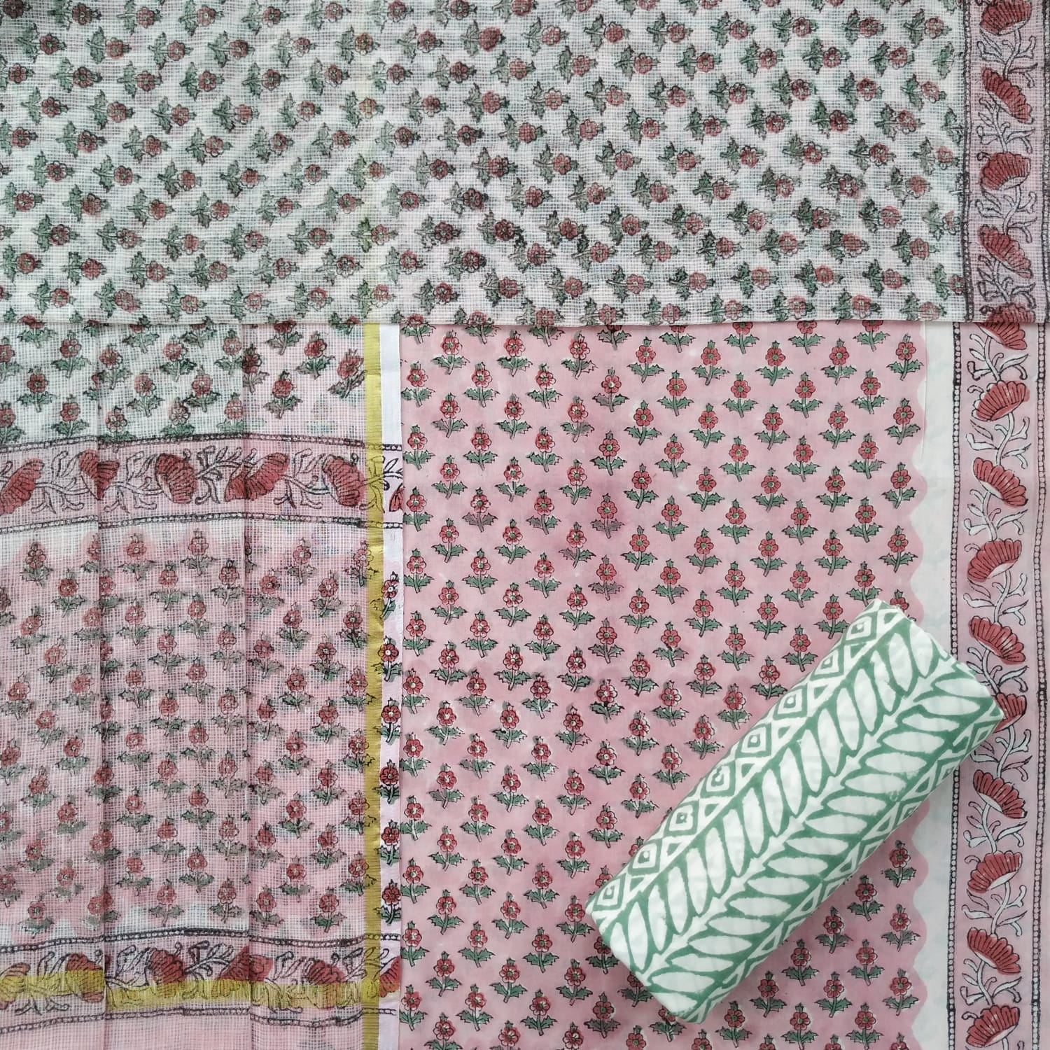Shop unstitched cotton suit sets with kota dupatta (3CKD587)