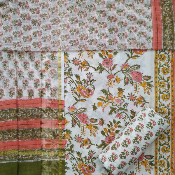 Shop unstitched cotton suit sets with kota doria dupatta (3CKD591)