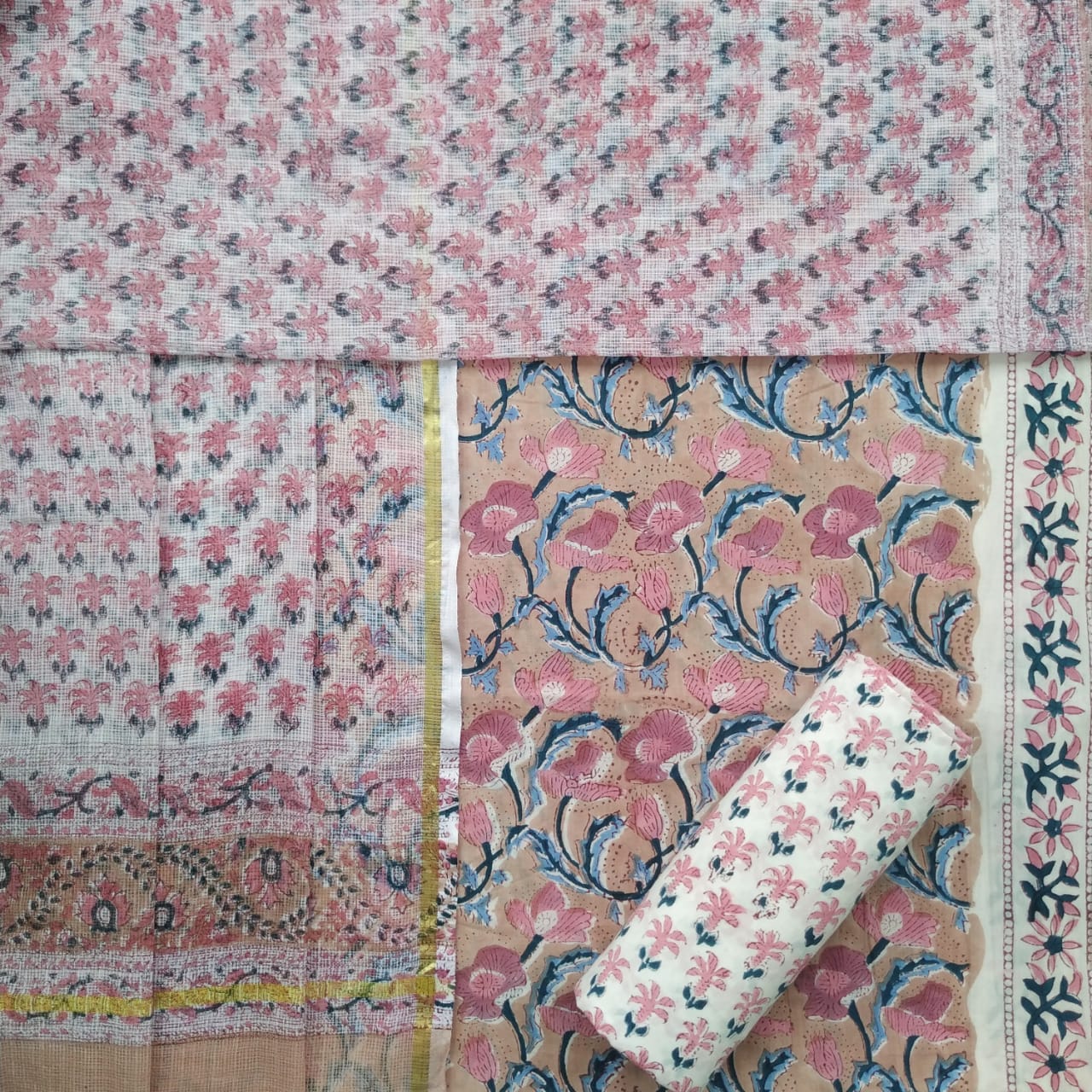 Shop unstitched cotton suit sets with kota dupatta (3CKD617)