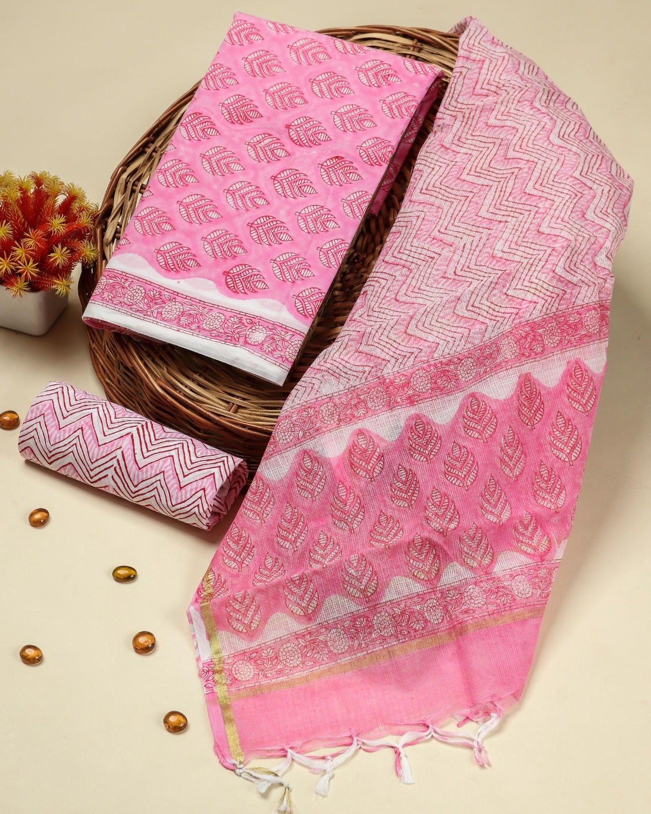 Shop cotton suit sets with kota doria dupatta (3CKD622)