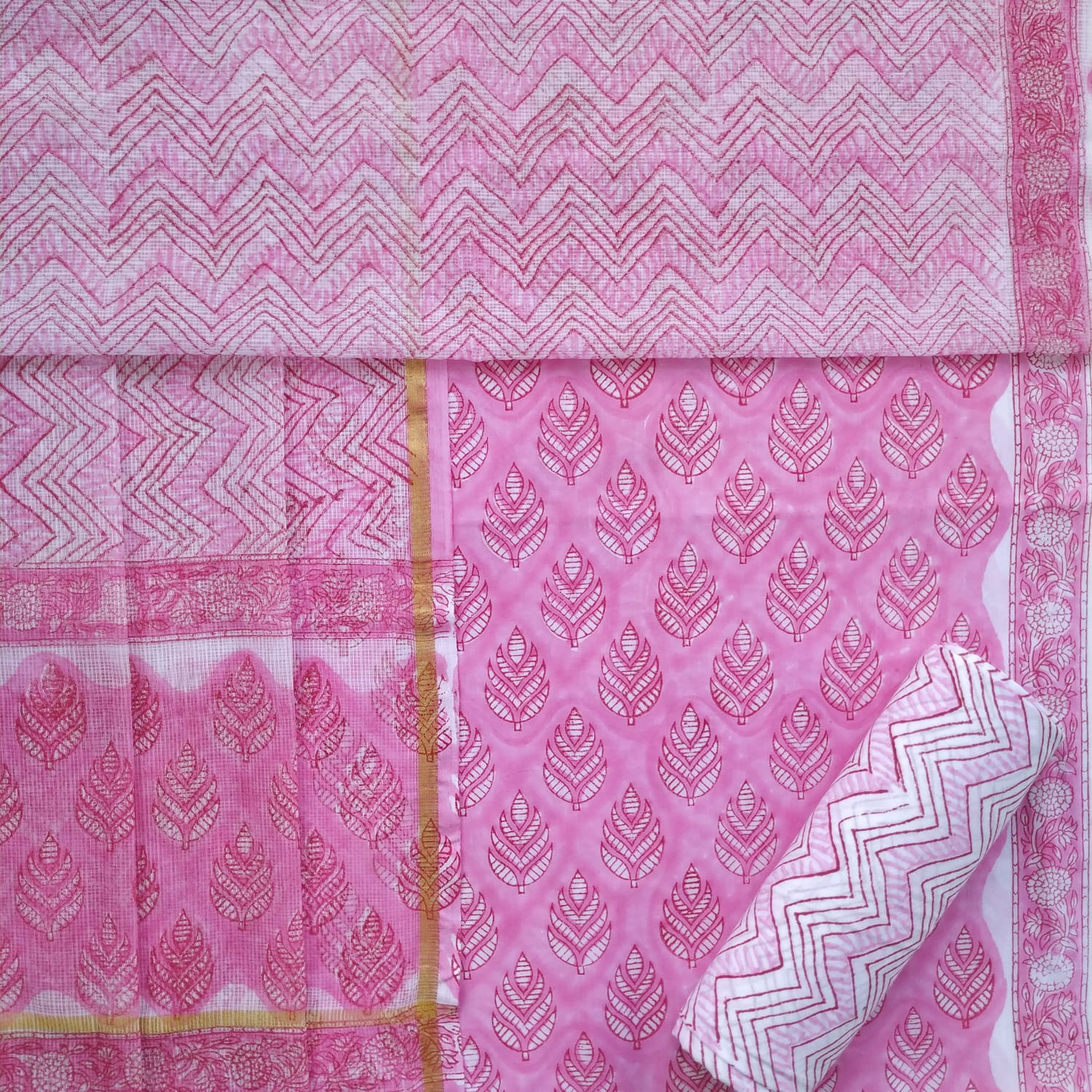 Shop cotton suit sets with kota doria dupatta (3CKD622)