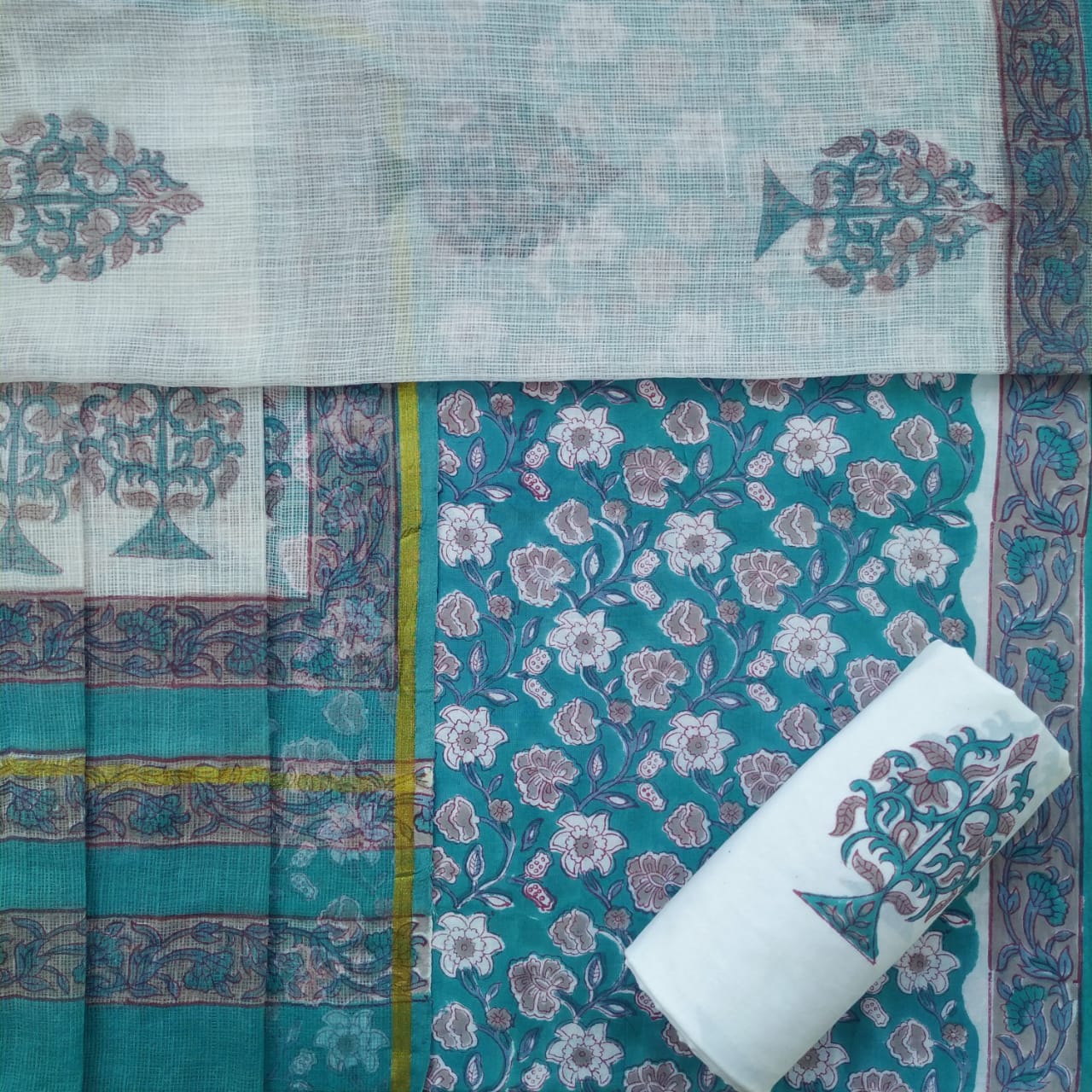 Shop kota doria dupatta cotton suits online (3CKD714)