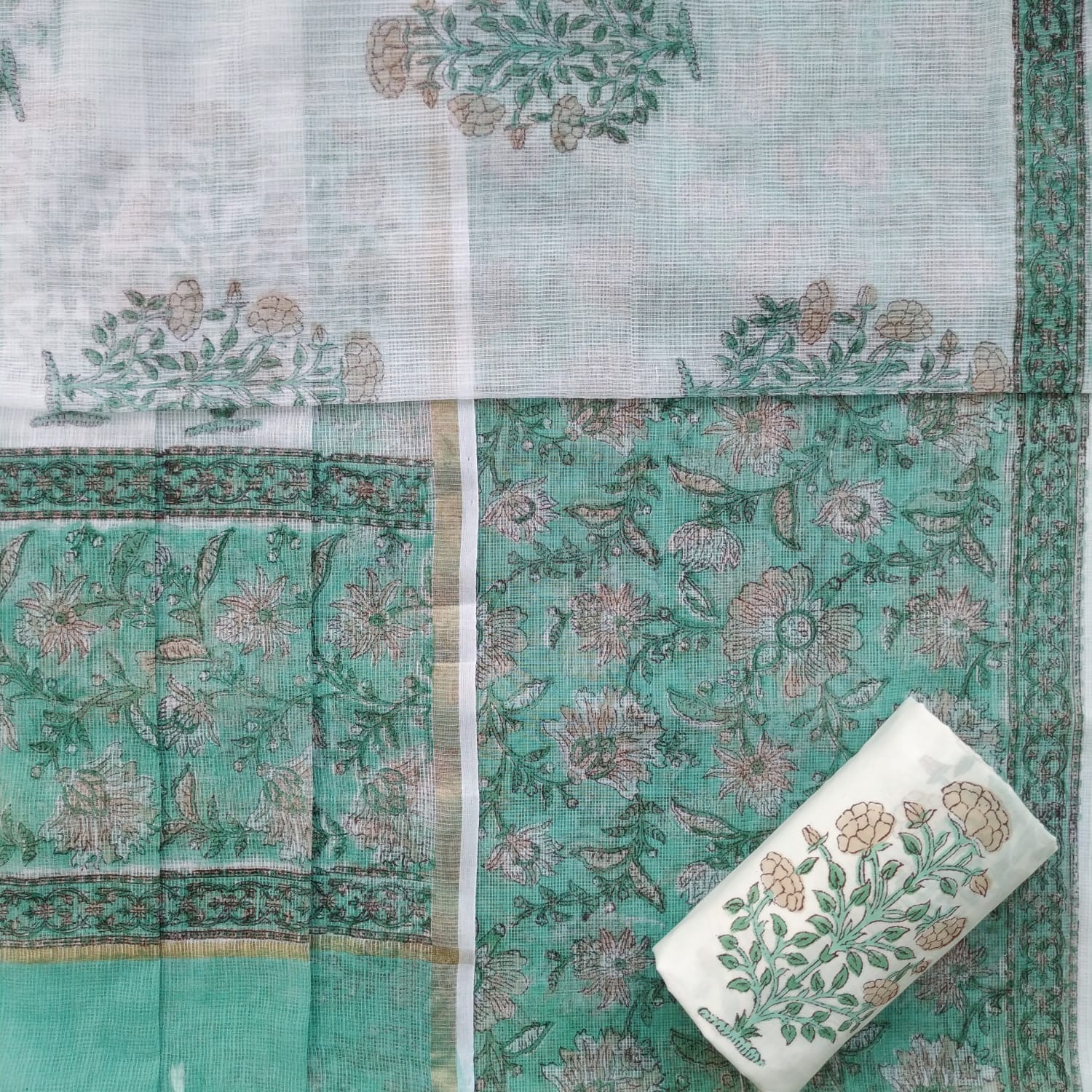 Shop hand block print kota doria suit sets in jaipur (3KD60)