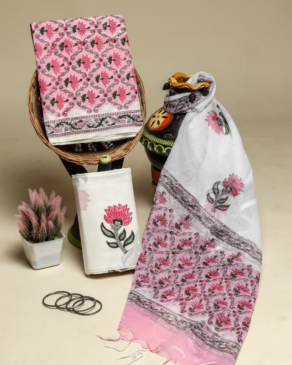 Shalvi Fashion's Premium Kota Doria Dupatta Cotton suit sets (3CKD03) - ShalviFashion