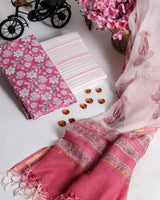 Floral Jaal Print Pure Cotton Suit Material with Kota Doria Dupatta (3CKD218)
