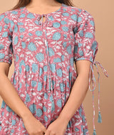 Shop block printed cotton dresses online shopping (CRD02)