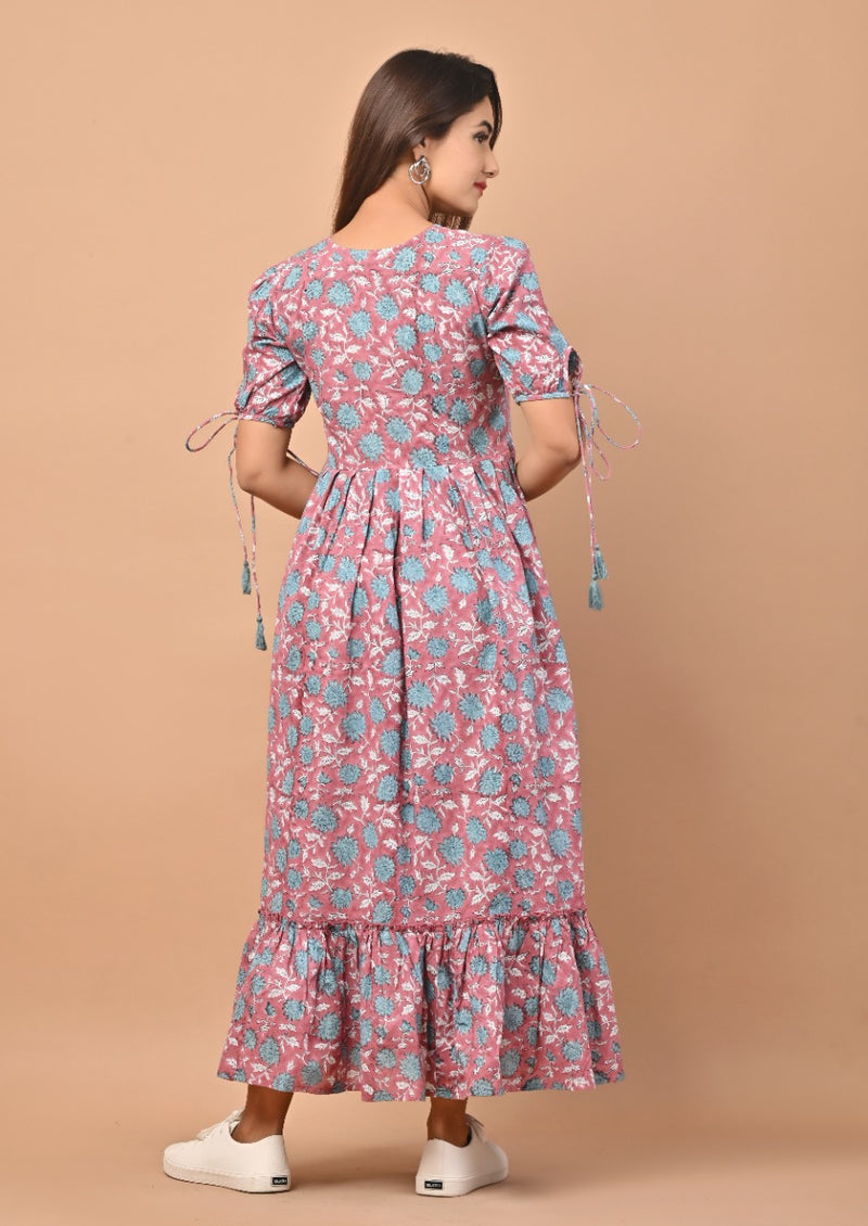 Shop block printed cotton dresses online shopping (CRD02)