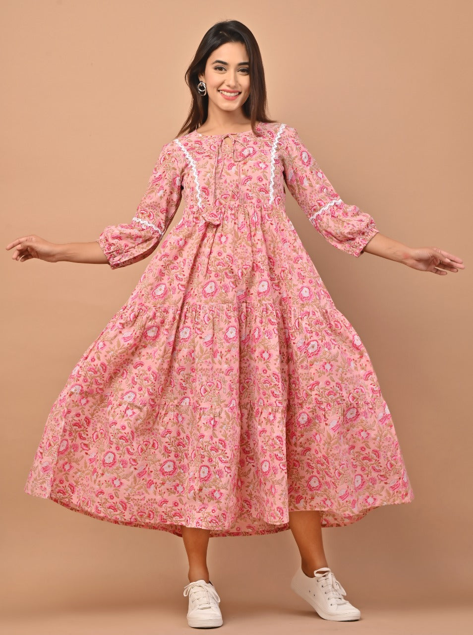 Shop hand block printed flare cotton dresses (CRD04)