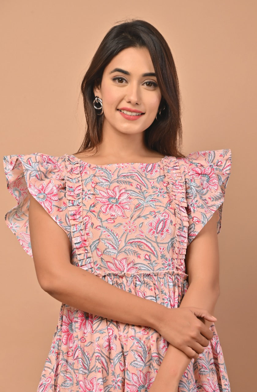 Shop hand block print cotton dresses in jaipur (CRD06)
