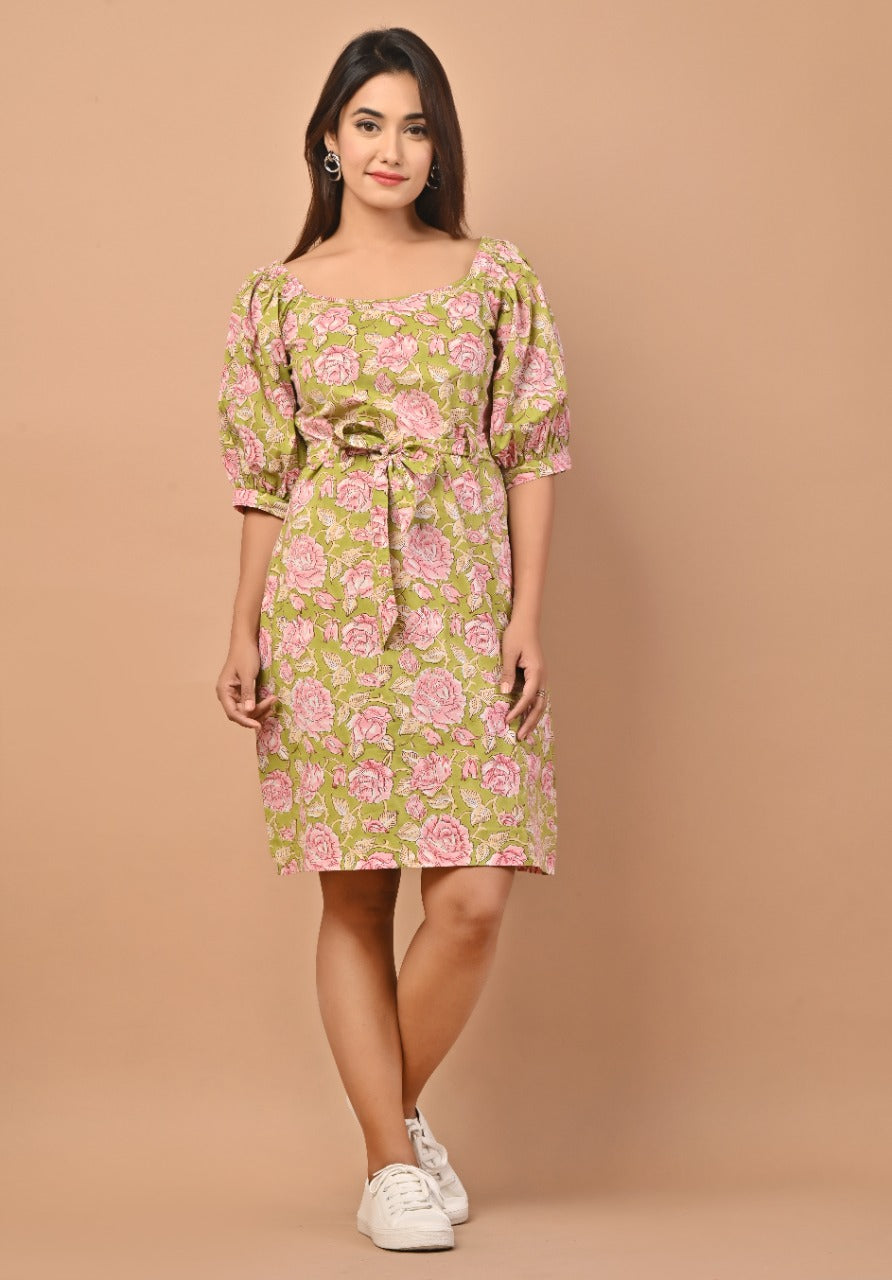 Shop hand block print cotton dresses in jaipur (CRD07)