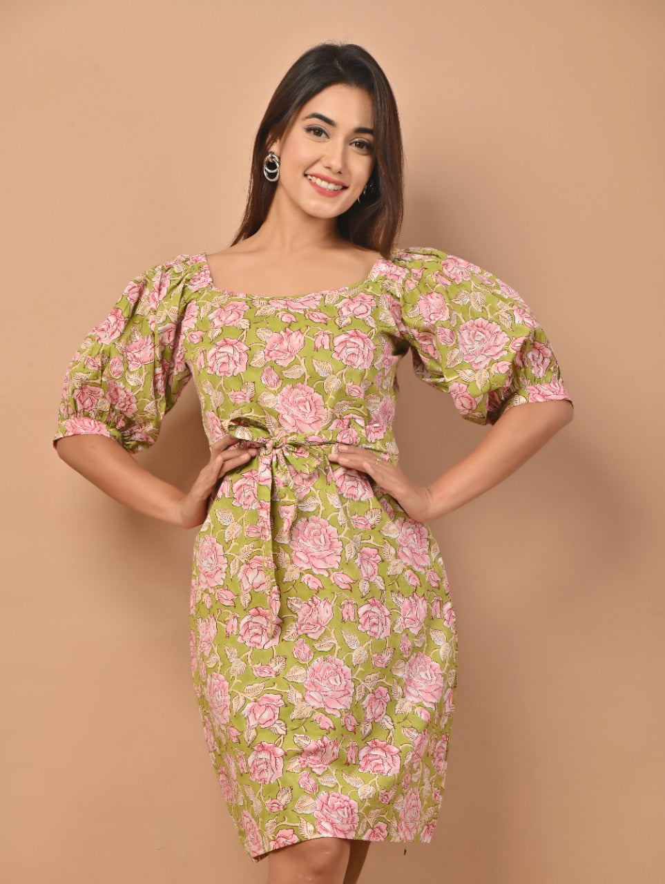 Shop hand block print cotton dresses in jaipur (CRD07)
