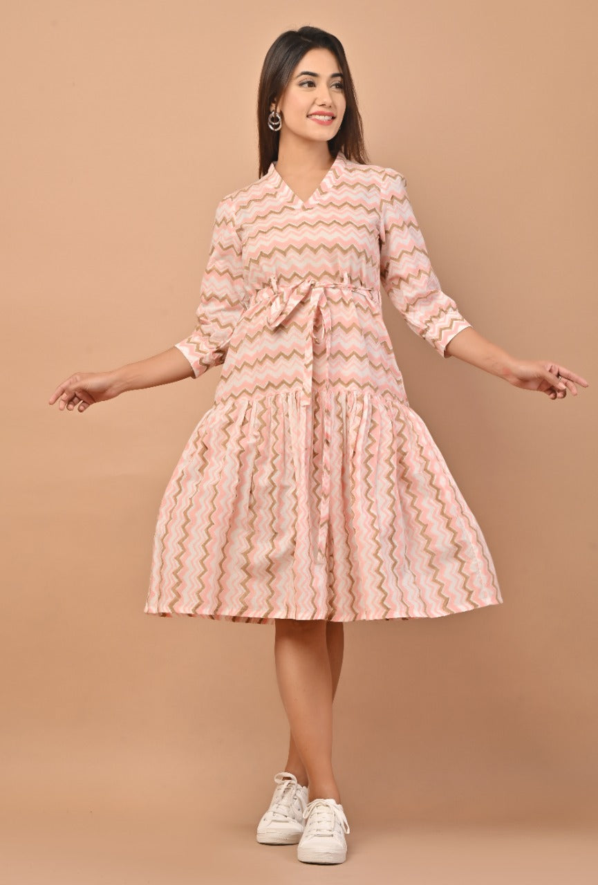 Shop hand block printed pure cotton dresses online (CRD08)