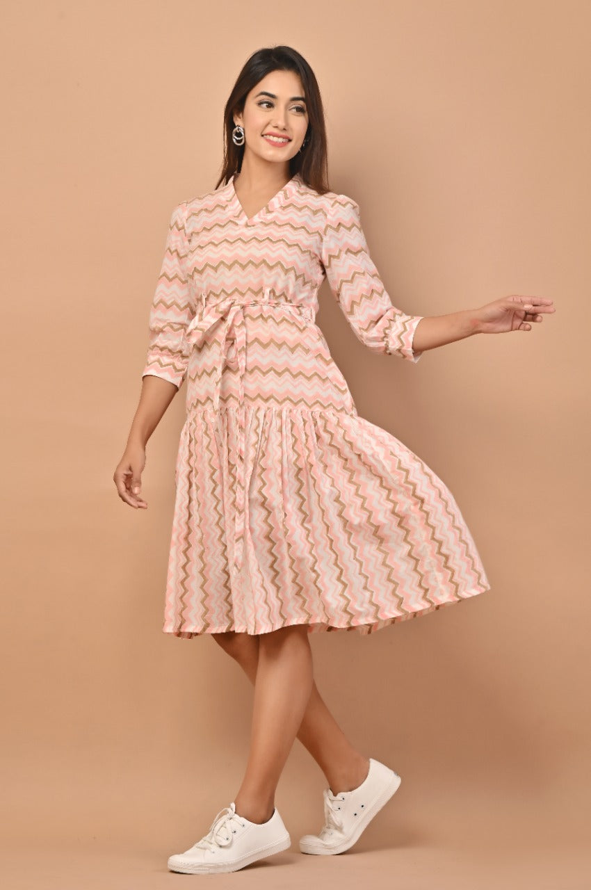 Shop hand block printed pure cotton dresses online (CRD08)