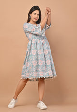 Shop block print pure cotton dresses online shopping (CRD10)