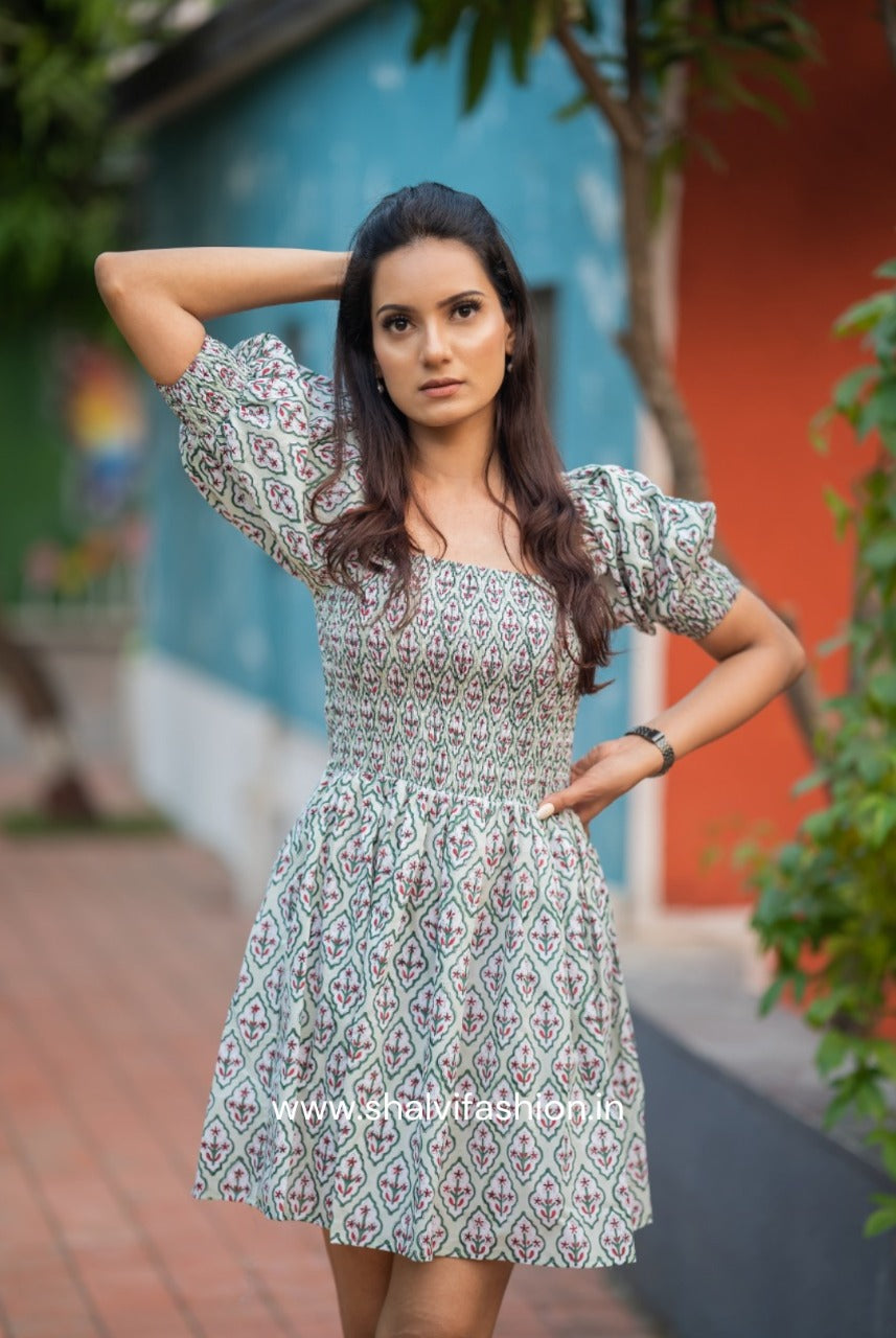 Shop traditional hand block print cotton dresses (CRD18)