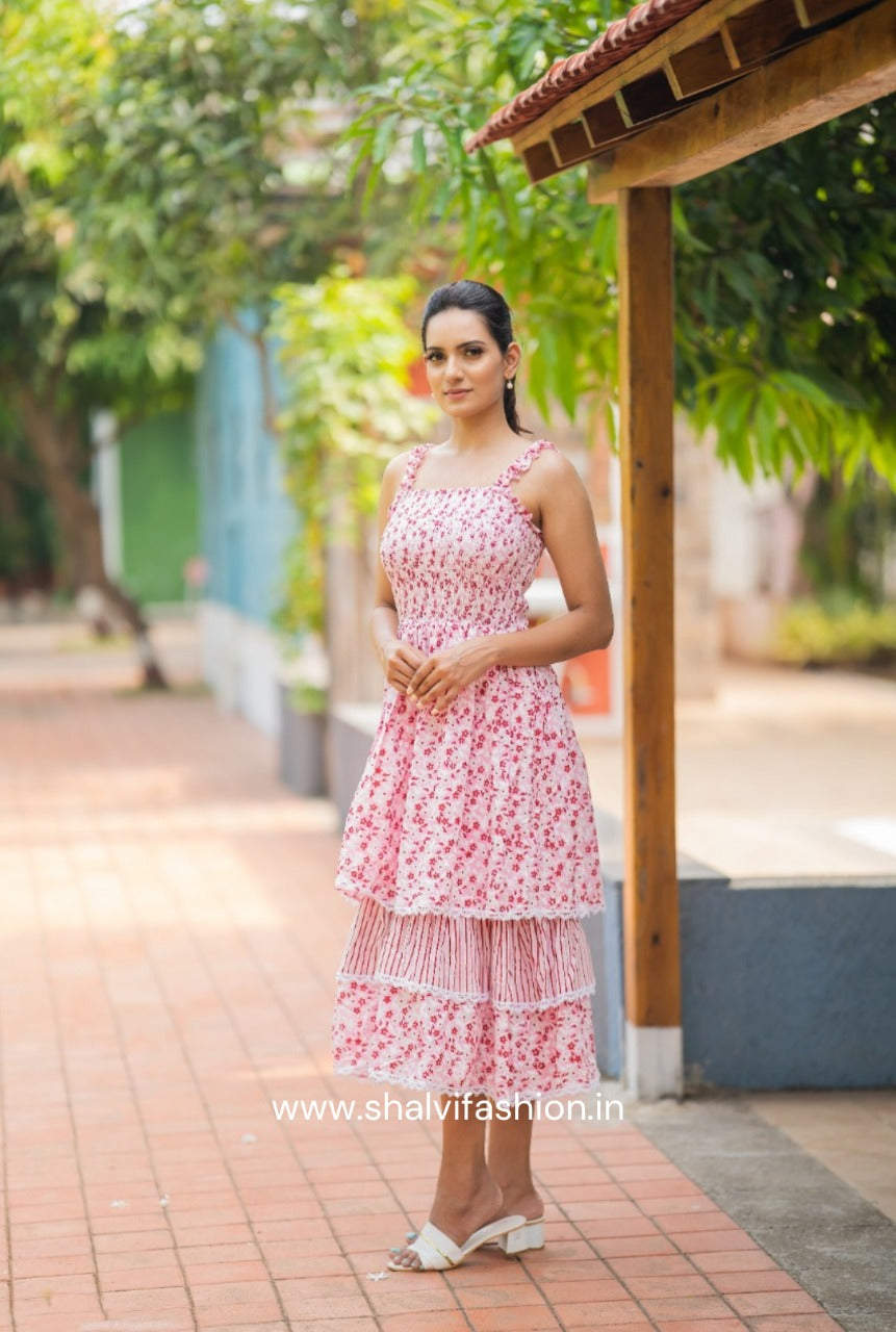 Shop block printed cotton dresses online shopping (CRD19)