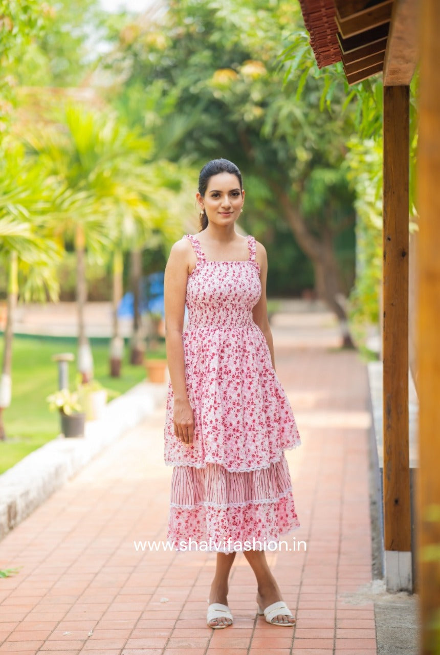 Shop block printed cotton dresses online shopping (CRD19)