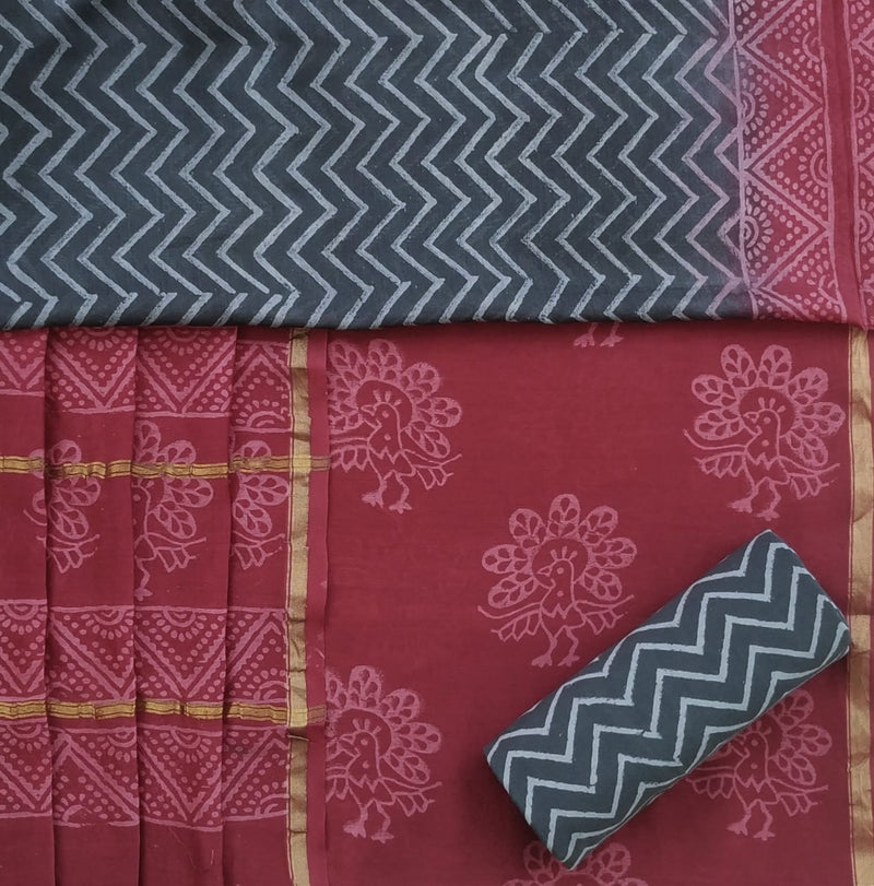 Hand Block Print Pure Chanderi Suits