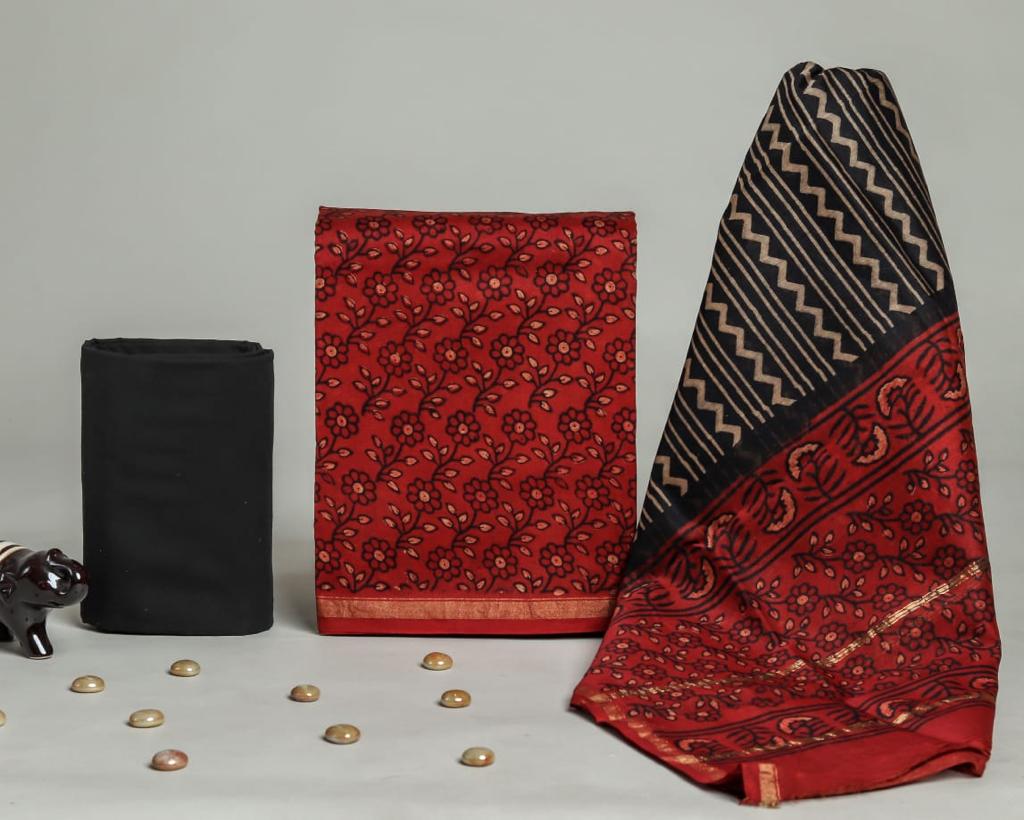 Shop ajrak print chanderi silk suits (CHA281)
