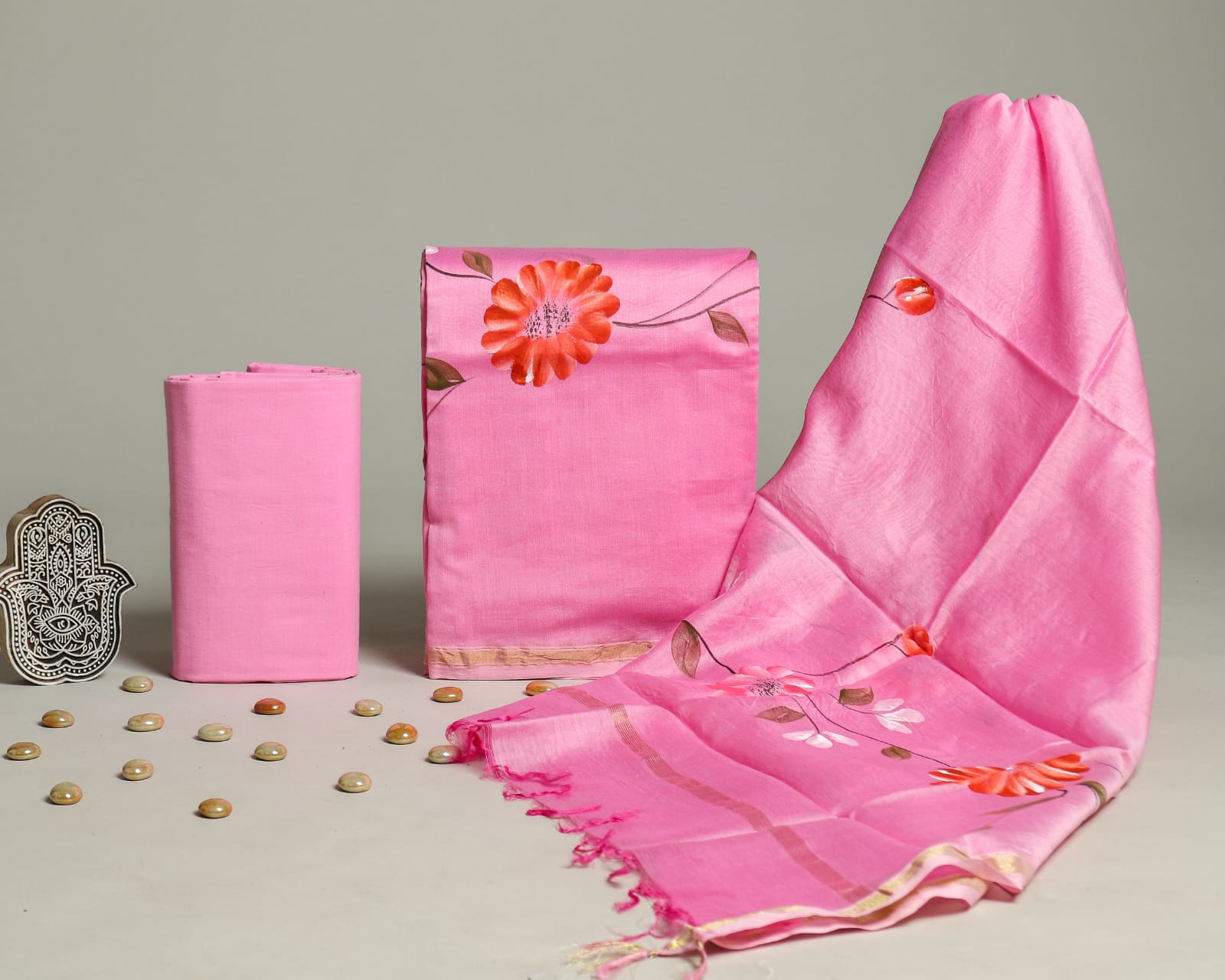 Shop handpainted chanderi silk suits online (CHA303)