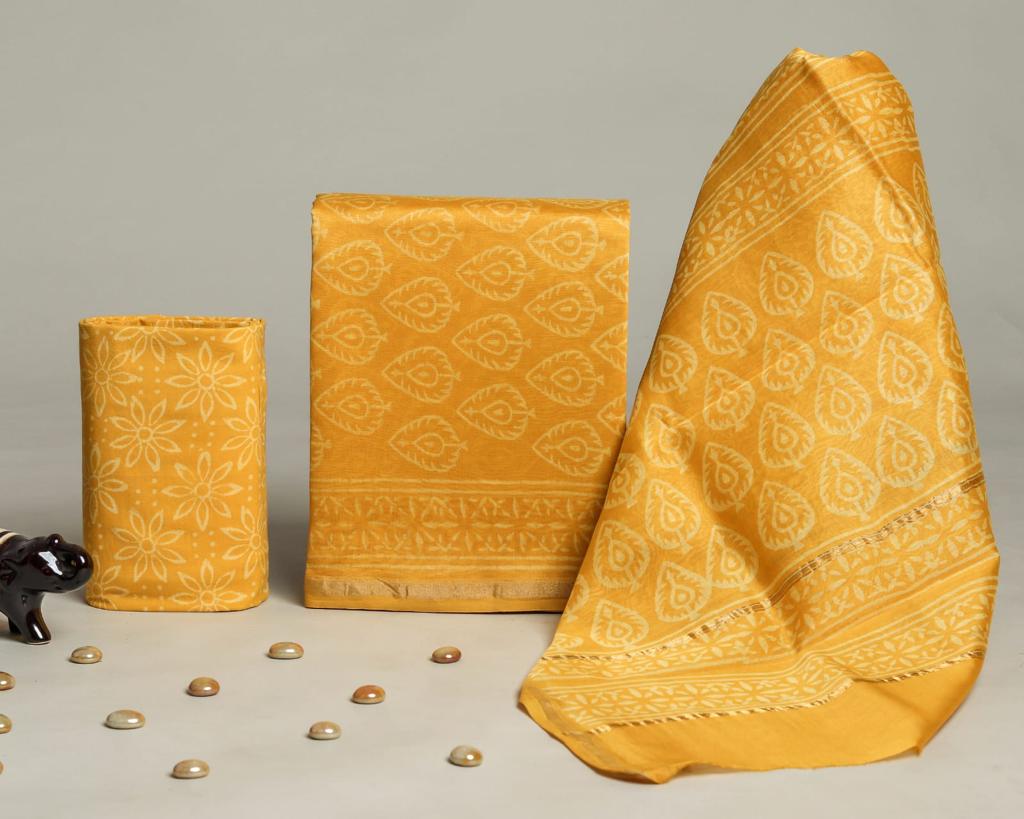 Shop block print chanderi silk suits in jaipur (CHA307)