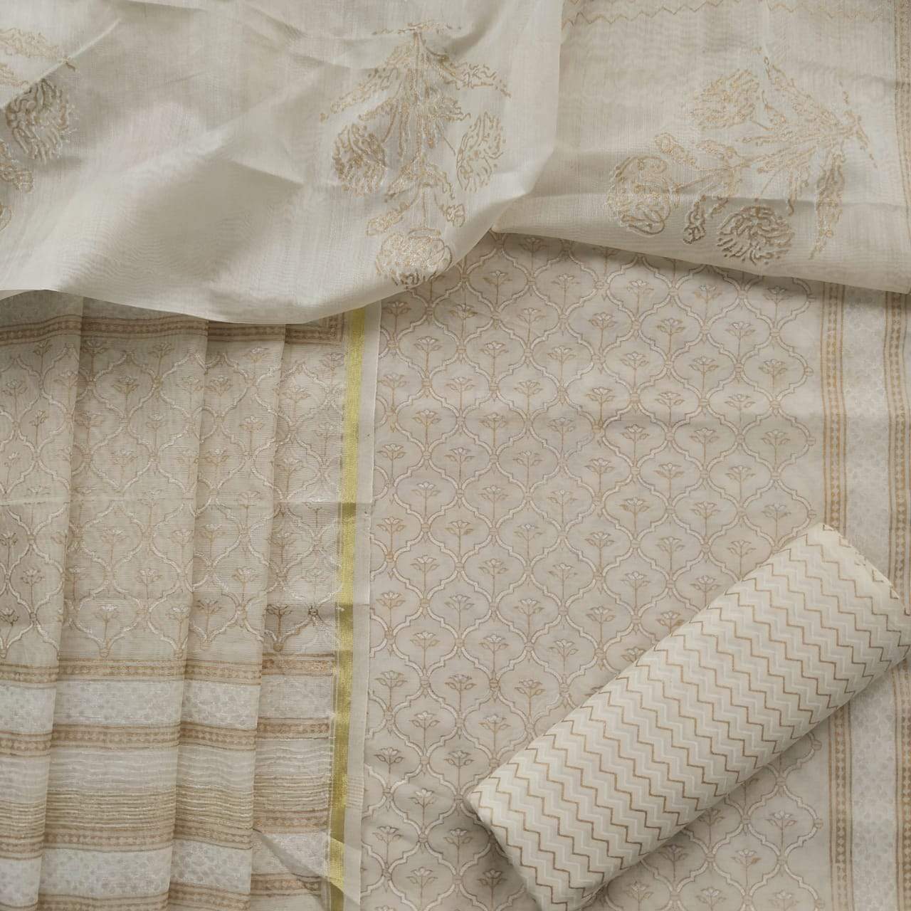 Exclusive Block Print Chanderi Silk Suit set (CHA314) - ShalviFashion