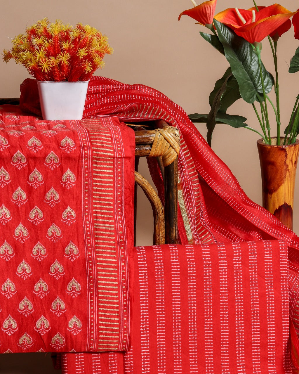 Exclusive Block Print Chanderi Silk Suit set (CHA331) - ShalviFashion