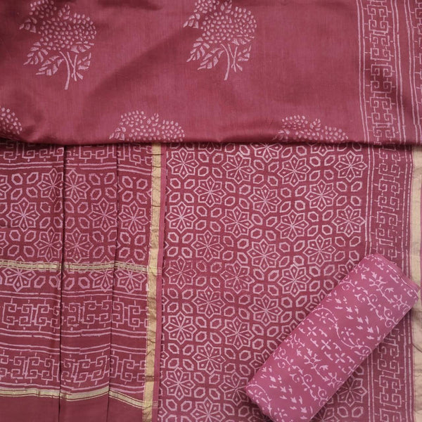 Shop Unstitched Chanderi Silk Suit with Chanderi Dupatta (CHA359)