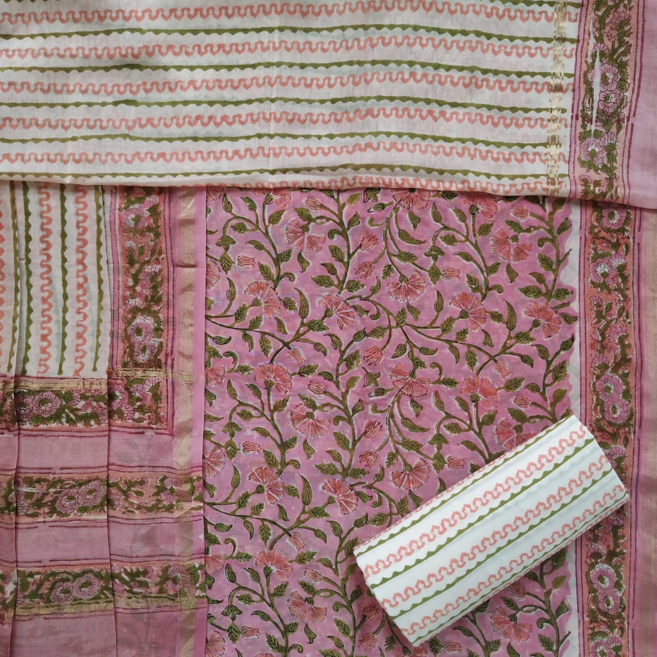 Floral Print Chanderi Silk Suit with Chanderi Dupatta (CHA372)