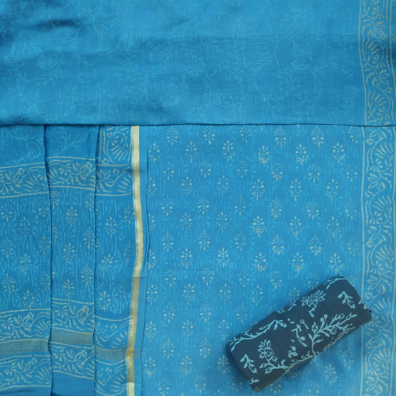 Designer Hand Block Print Chanderi Silk Suit with Chanderi Dupatta (CHA379)