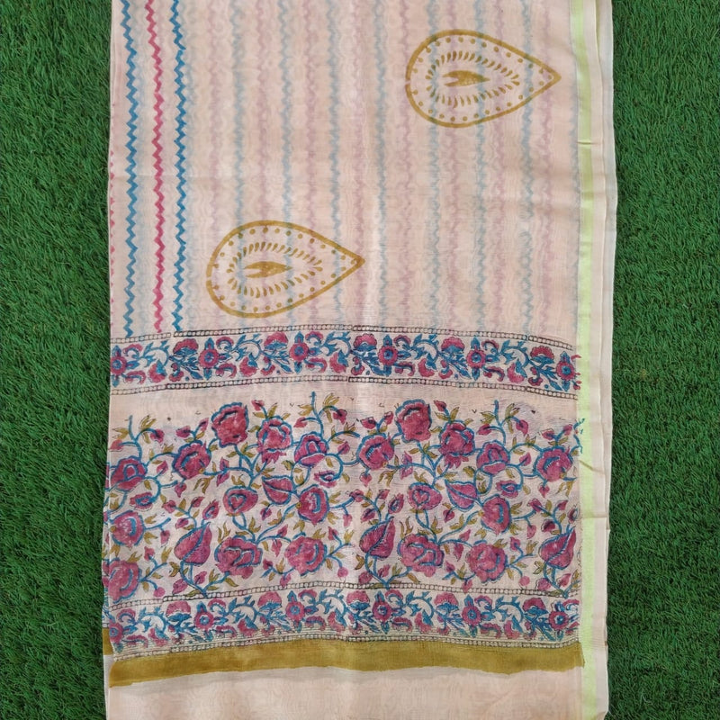 Shop Unstitched Hand Block Print Chanderi Silk Suit Sets online (CHA426)