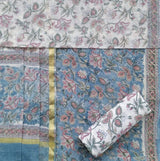 Shop Unstitched Hand Block Print Chanderi Silk Suit Sets (CHA427)