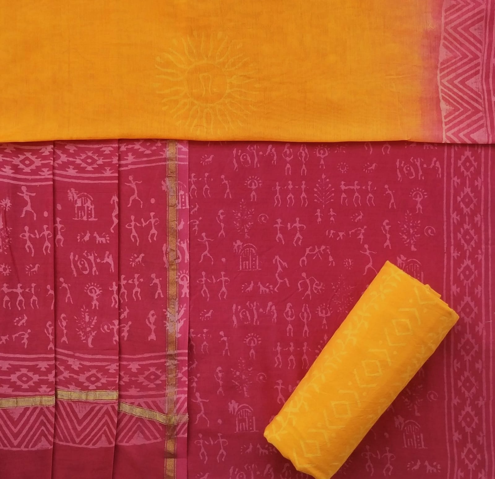 Shop Unstitched Hand Block Print Chanderi Silk Suit Sets (CHA481)