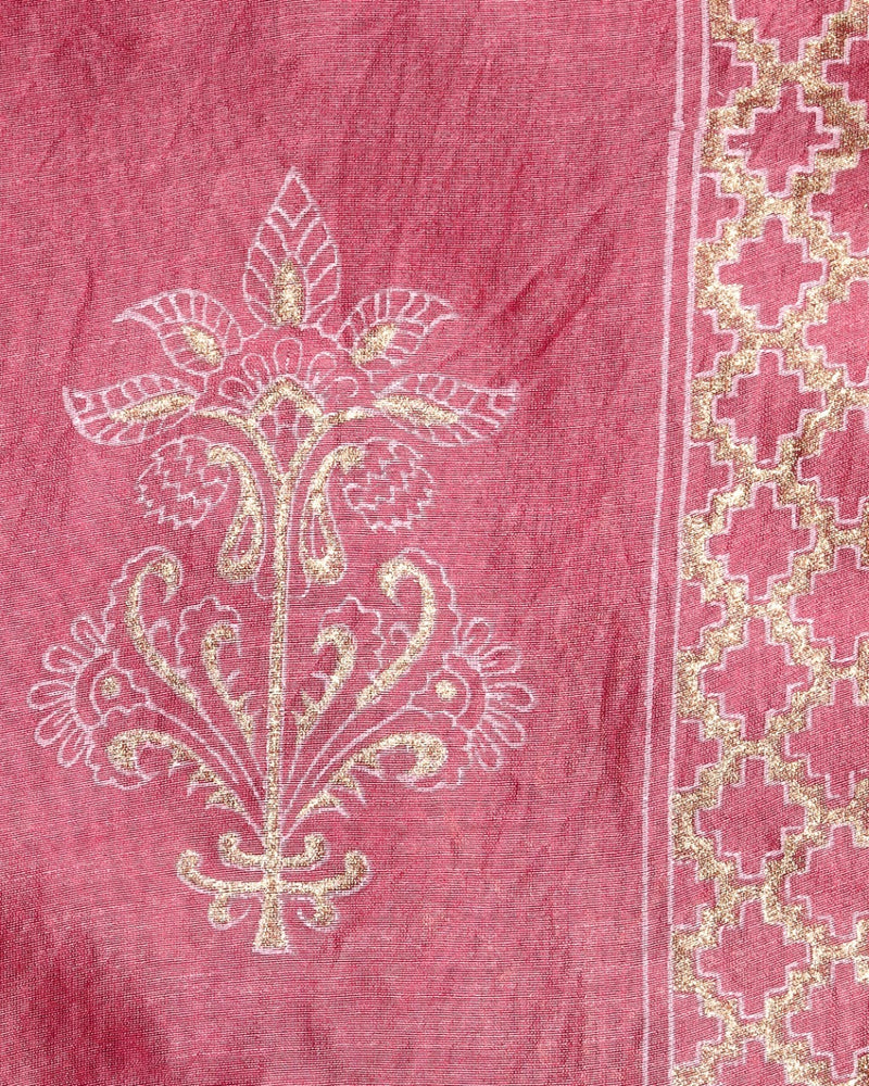 Shop Unstitched Hand Block Print Chanderi Silk Suit Sets (CHA485)