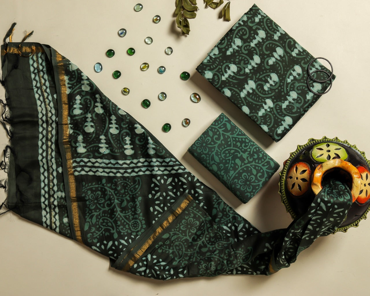 shop unstitched chanderi silk suit set with chanderi silk dupatta