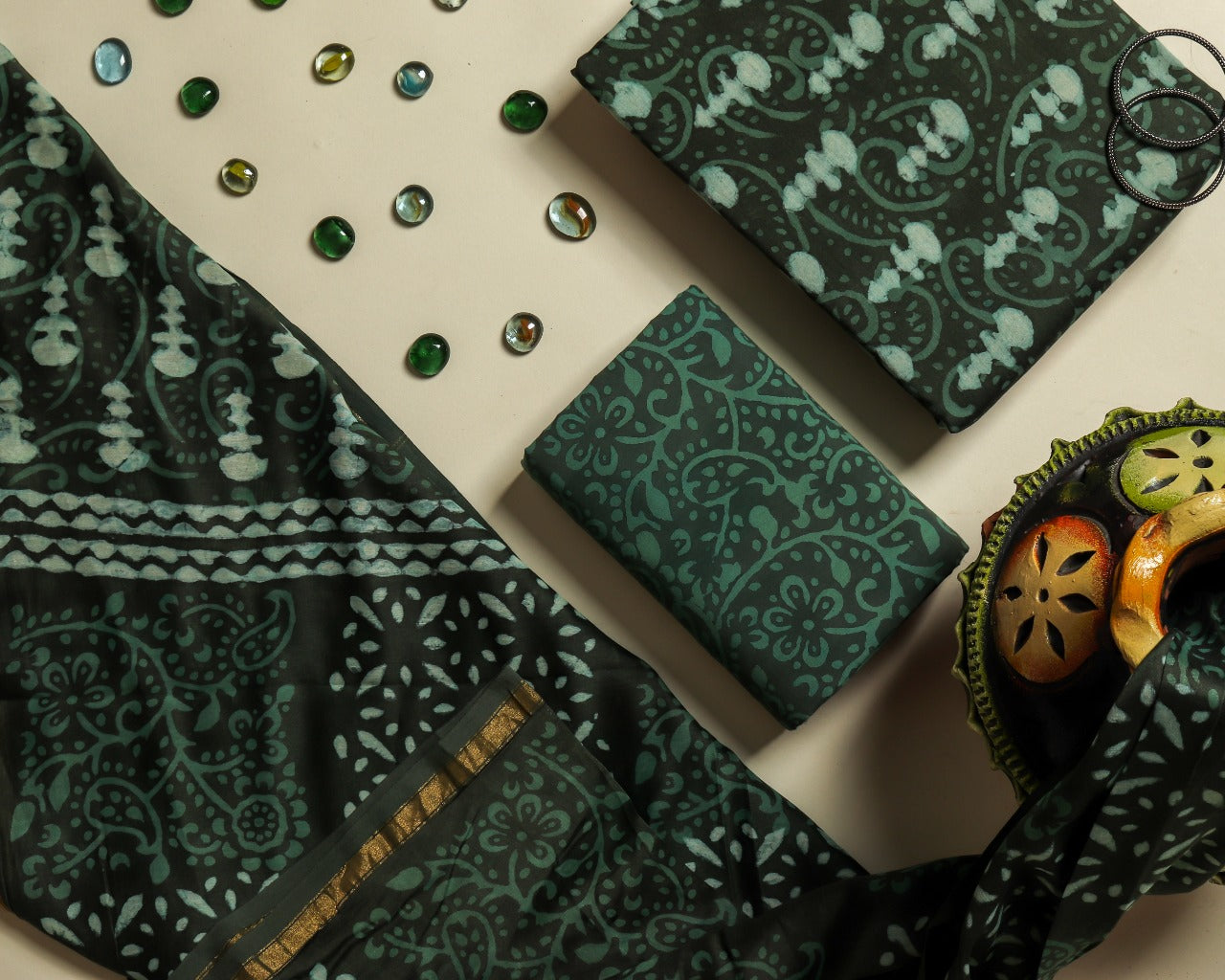 shop unstitched chanderi silk suit set with chanderi silk dupatta
