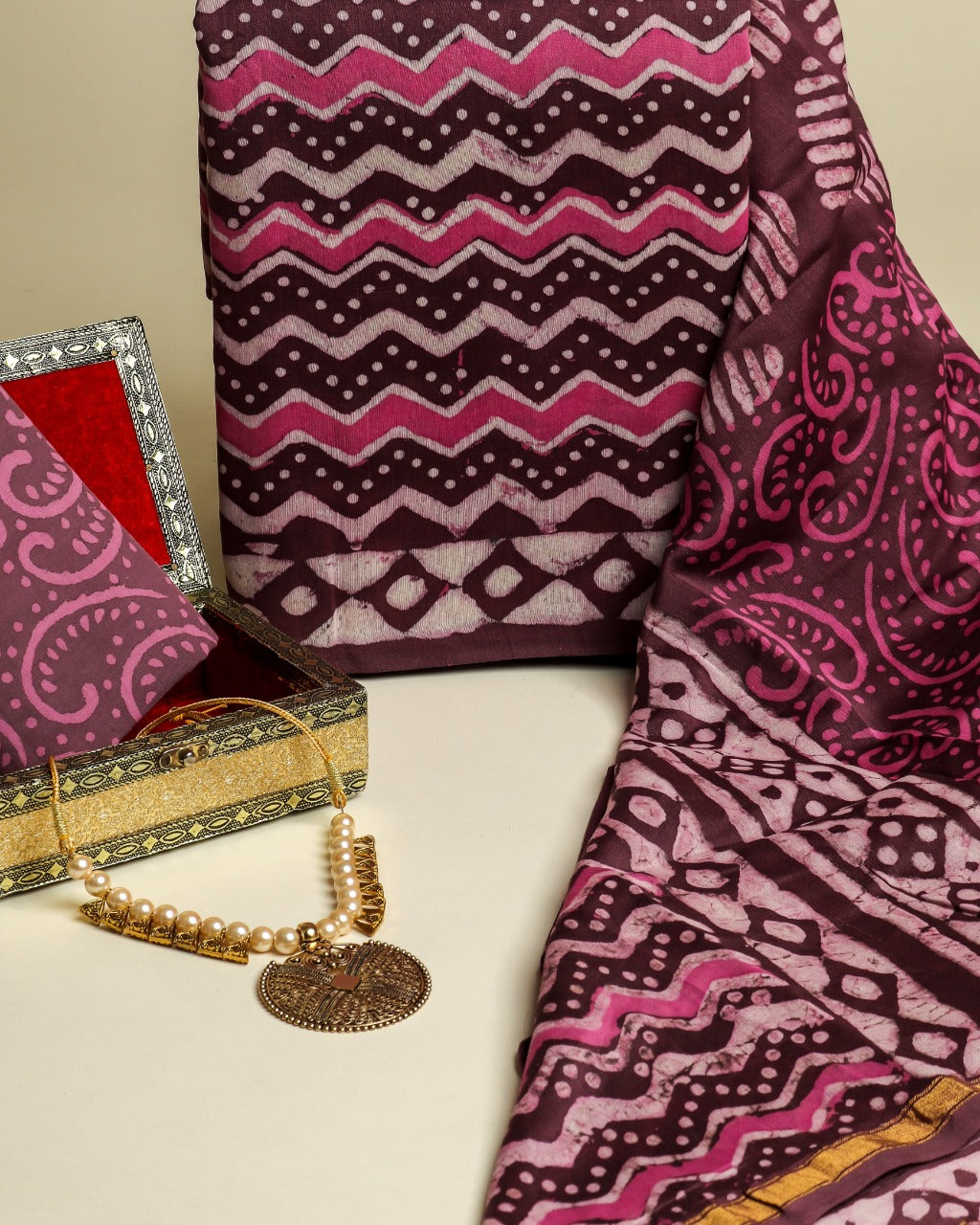 shop unstitched chanderi silk suit sets online