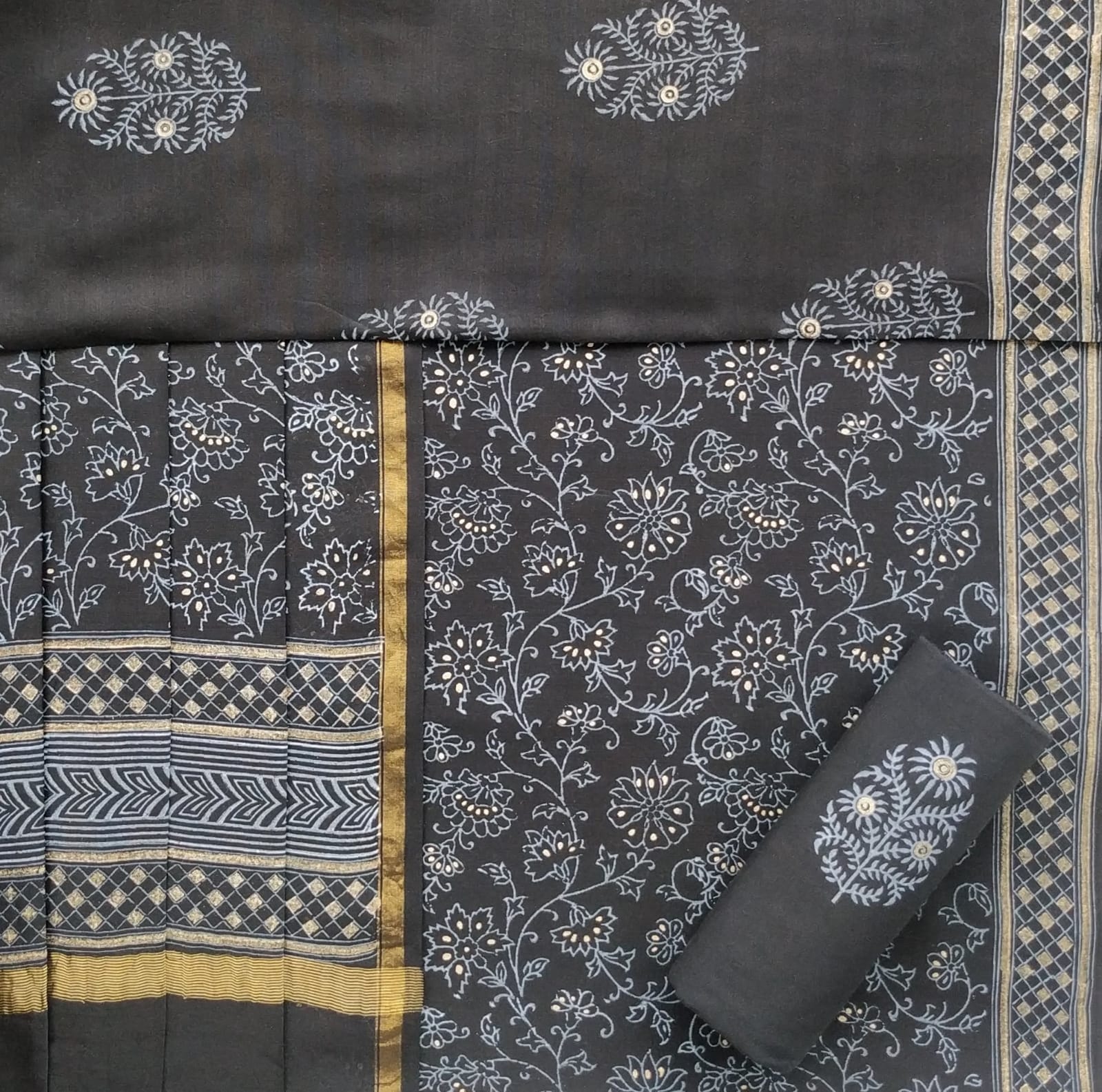shop chanderi silk suit set