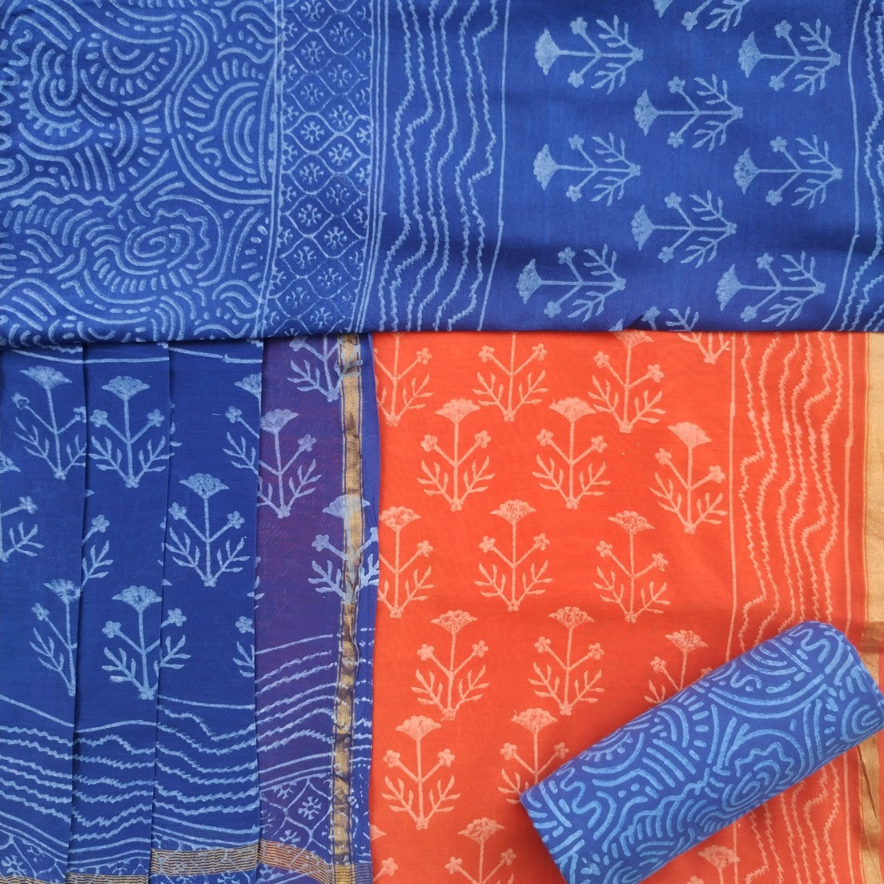 shop unstitched chanderi silk suit set