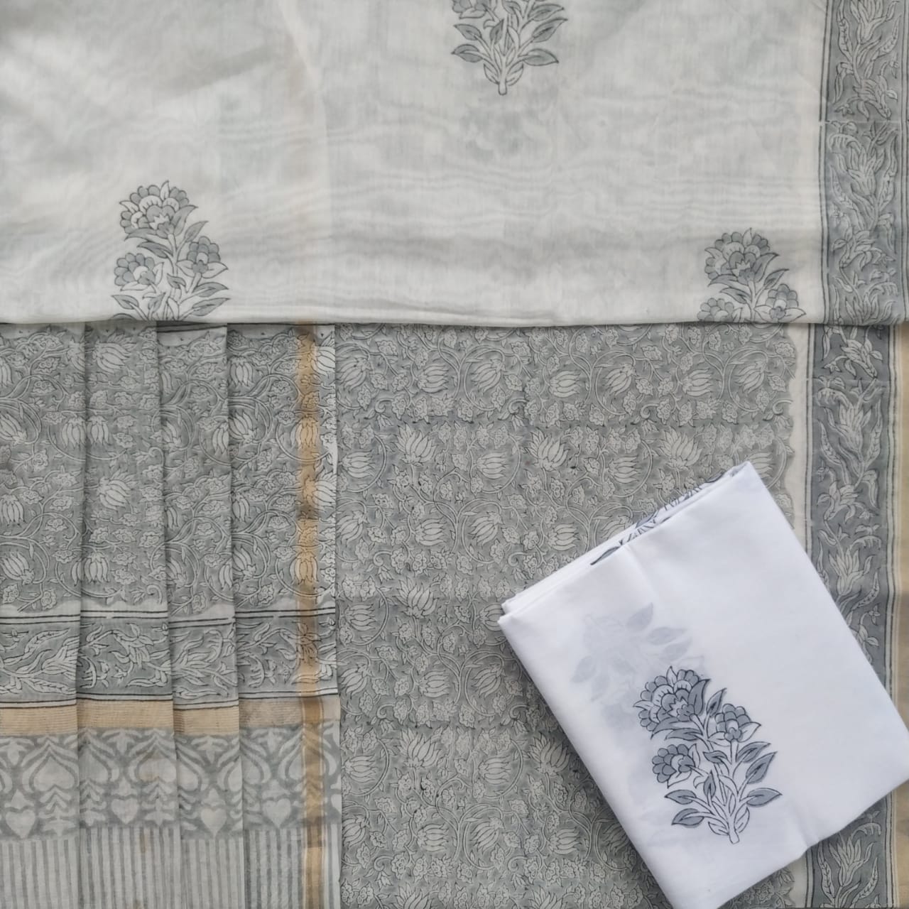shop unstitched chanderi silk suit set