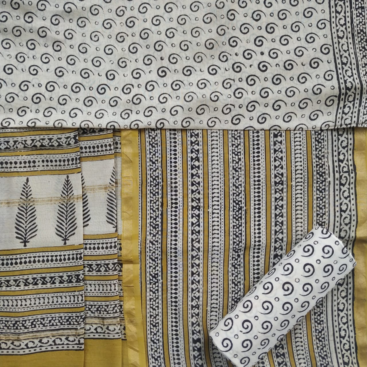 shop unstitched chanderi silk suit set