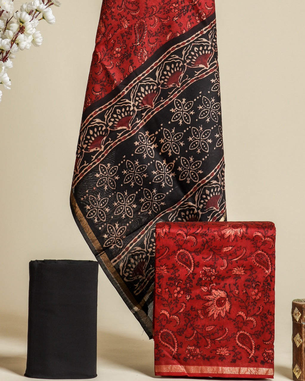Shop ajrak print chanderi silk suit sets (CHA594)