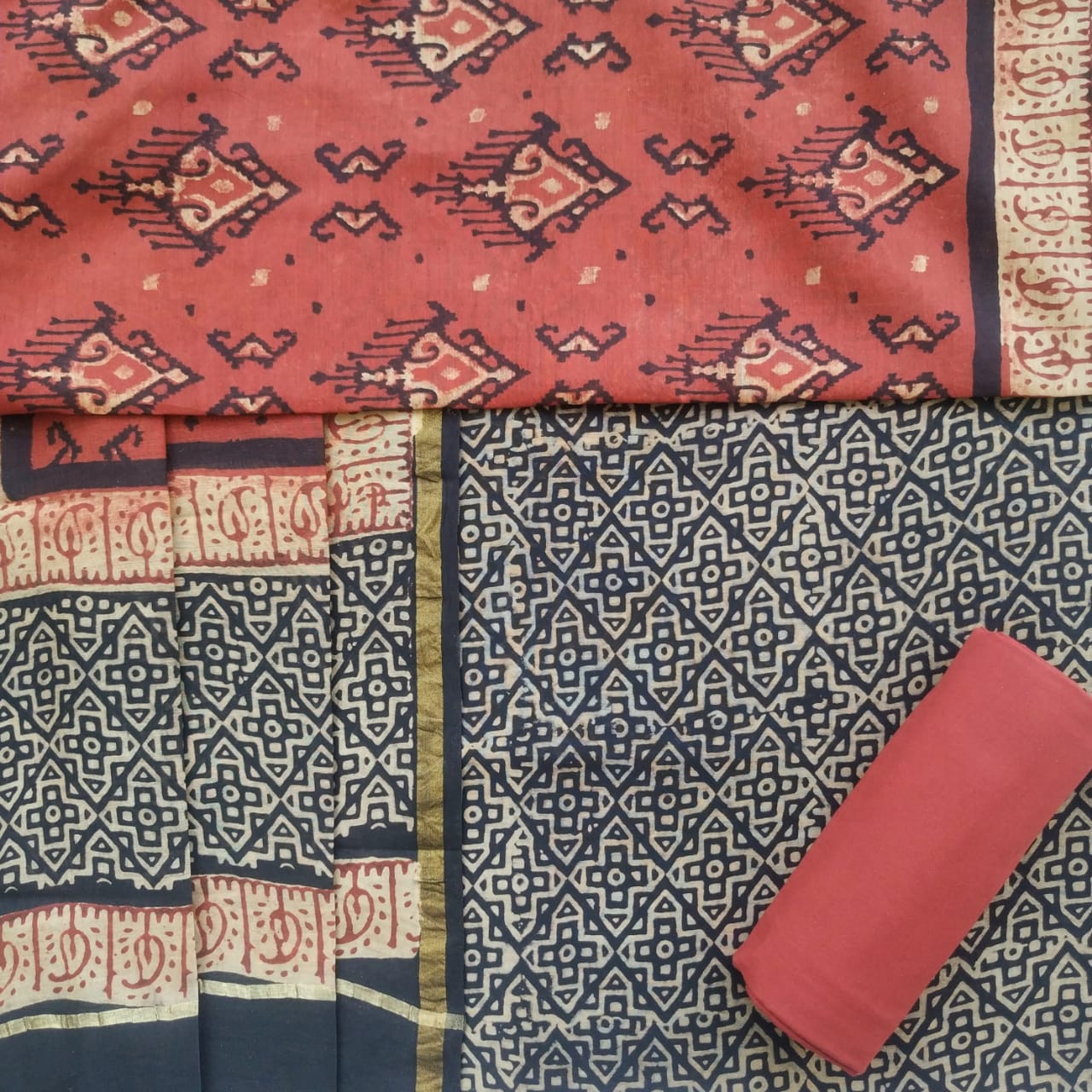 Shop ajrak print chanderi silk suit sets (CHA597)
