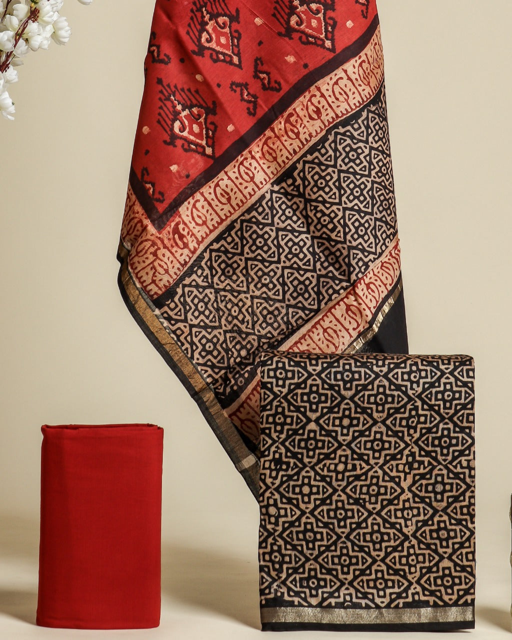 Shop ajrak print chanderi silk suit sets (CHA597)