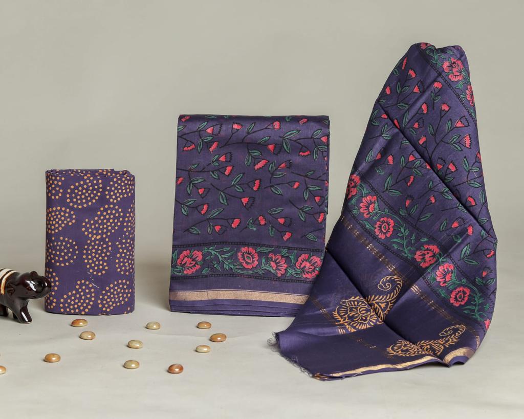 Shop unstitched chanderi silk suit sets in jaipur (CHA609)