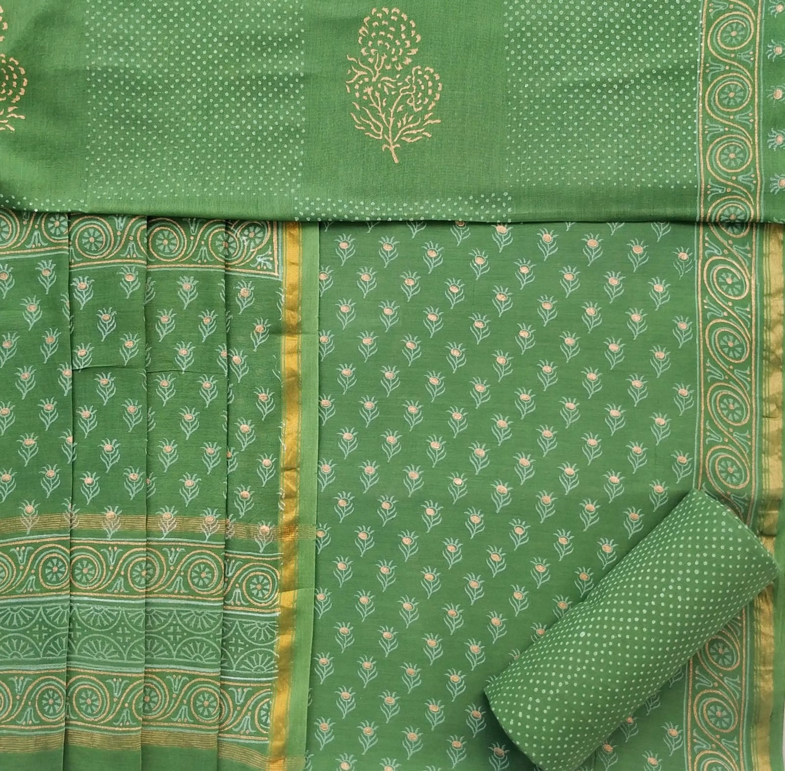 Shop unstitched chanderi silk suit material (CHA659)