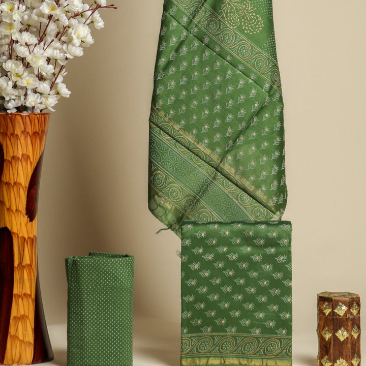 Womens Chanderi Silk Salwar Suit Dress Material