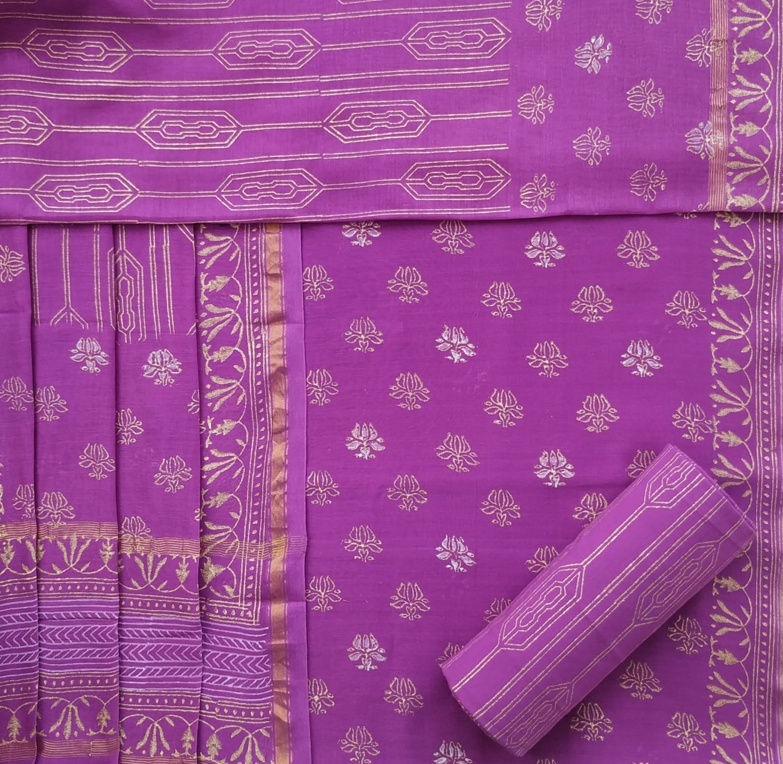 Shop unstitched pure chanderi silk suit material (CHA671)