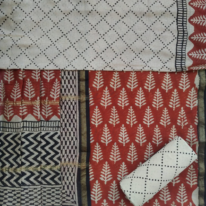 Hand Block Bagru Print Chanderi Collection (CHA69) - ShalviFashion