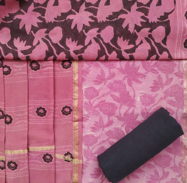 Shop unstitched ajrak print chanderi silk suit sets online (CHA740)